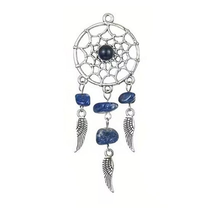 Mini Metal Blue Stones Dream Catcher Charm Keyring Keychain Gift UK
