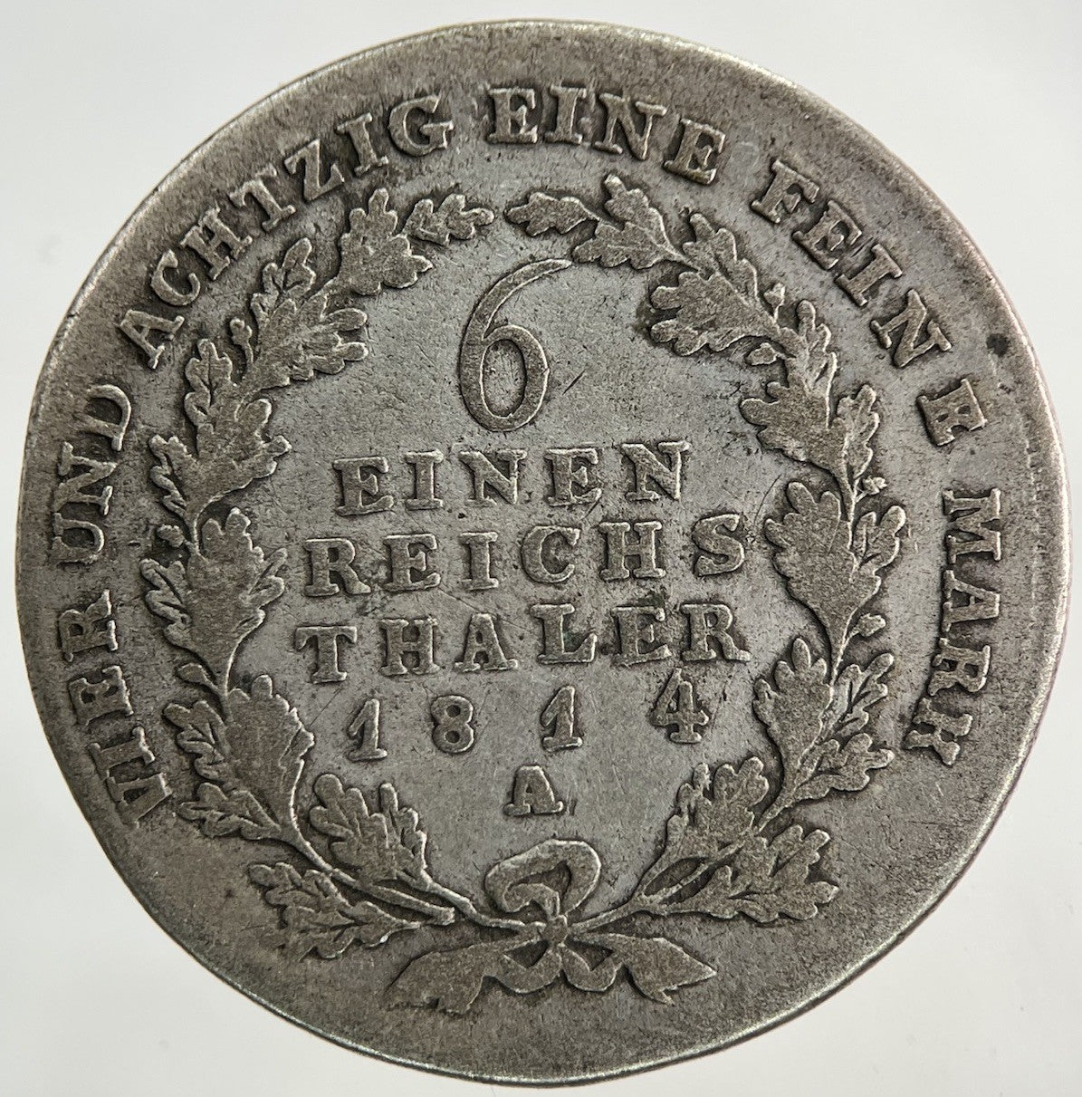 1814 Germany German States 1/6 Thaler Silver Coin | Collectable Grade