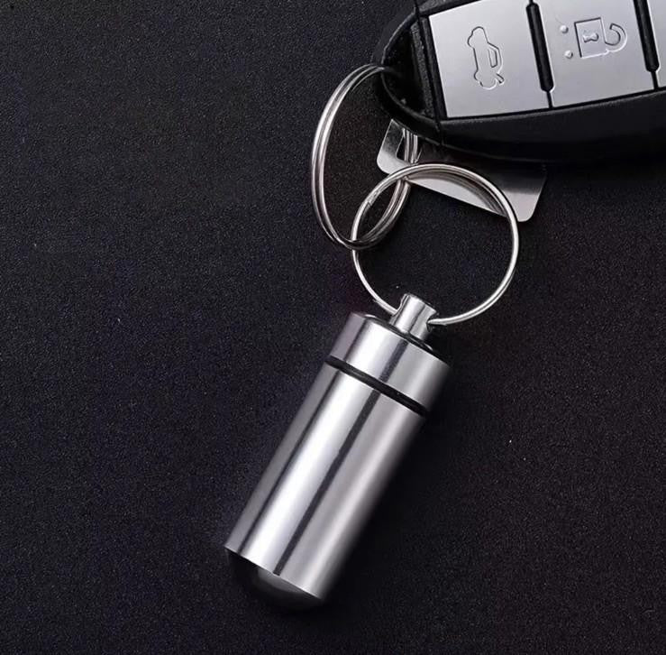 Metal Pill Holder Small Pill Case Portable Travel Pill Box Keychain Keyring UK