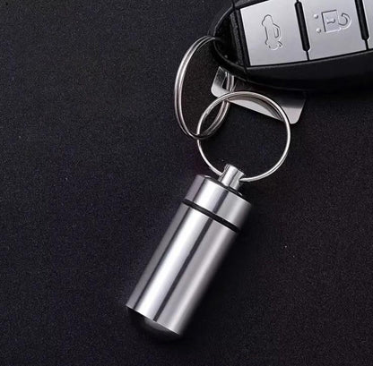 Metal Pill Holder Small Pill Case Portable Travel Pill Box Keychain Keyring UK