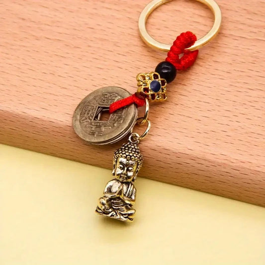 Mini Metal Buddha Buddhism Shaped Keyring Premium Keychain Gift UK