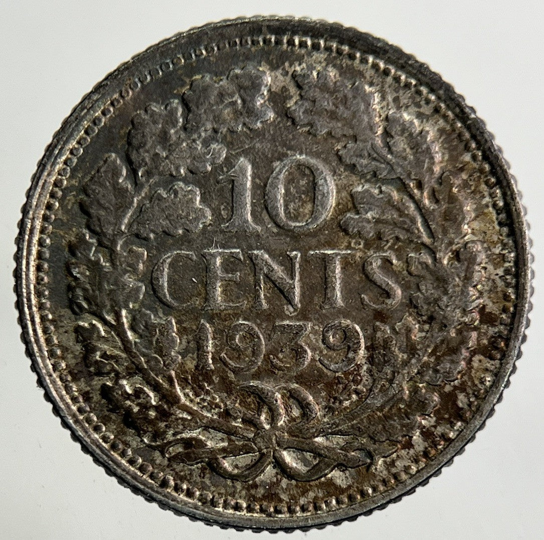 1939 Netherlands 10 Cents Silver Coin | Fine Collectable Grade