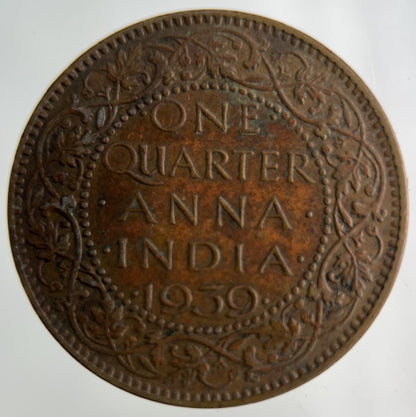 1939 India Quarter 1/4 Anna Coin | Fine Collectable Grade