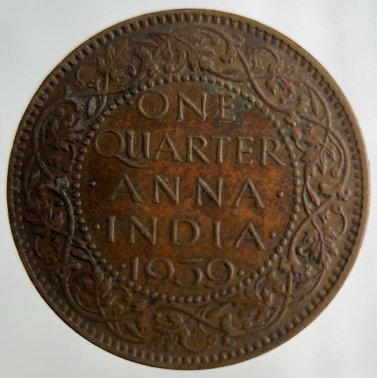 1939 India Quarter 1/4 Anna Coin | Fine Collectable Grade