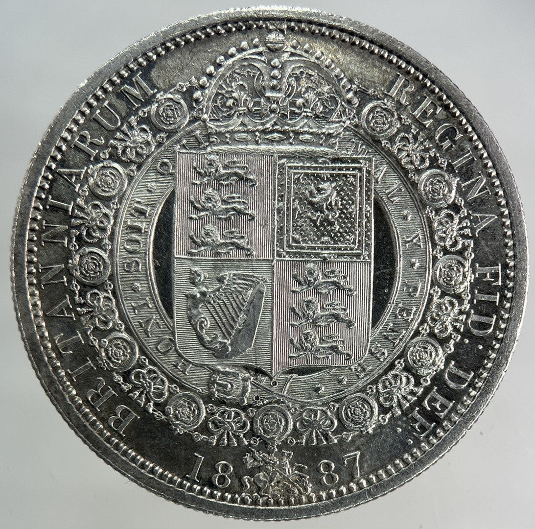 1887 Victoria Half - Crown Silver Coin | Very Fine Grade