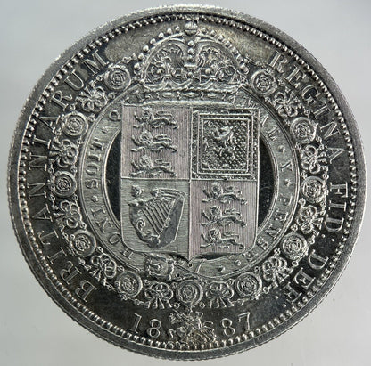 1887 Victoria Half - Crown Silver Coin | Very Fine Grade