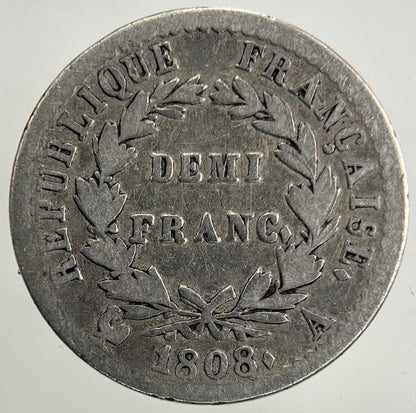 1808 France Napoleon 1/2 Demi Half Franc Silver Coin | Collectable Grade