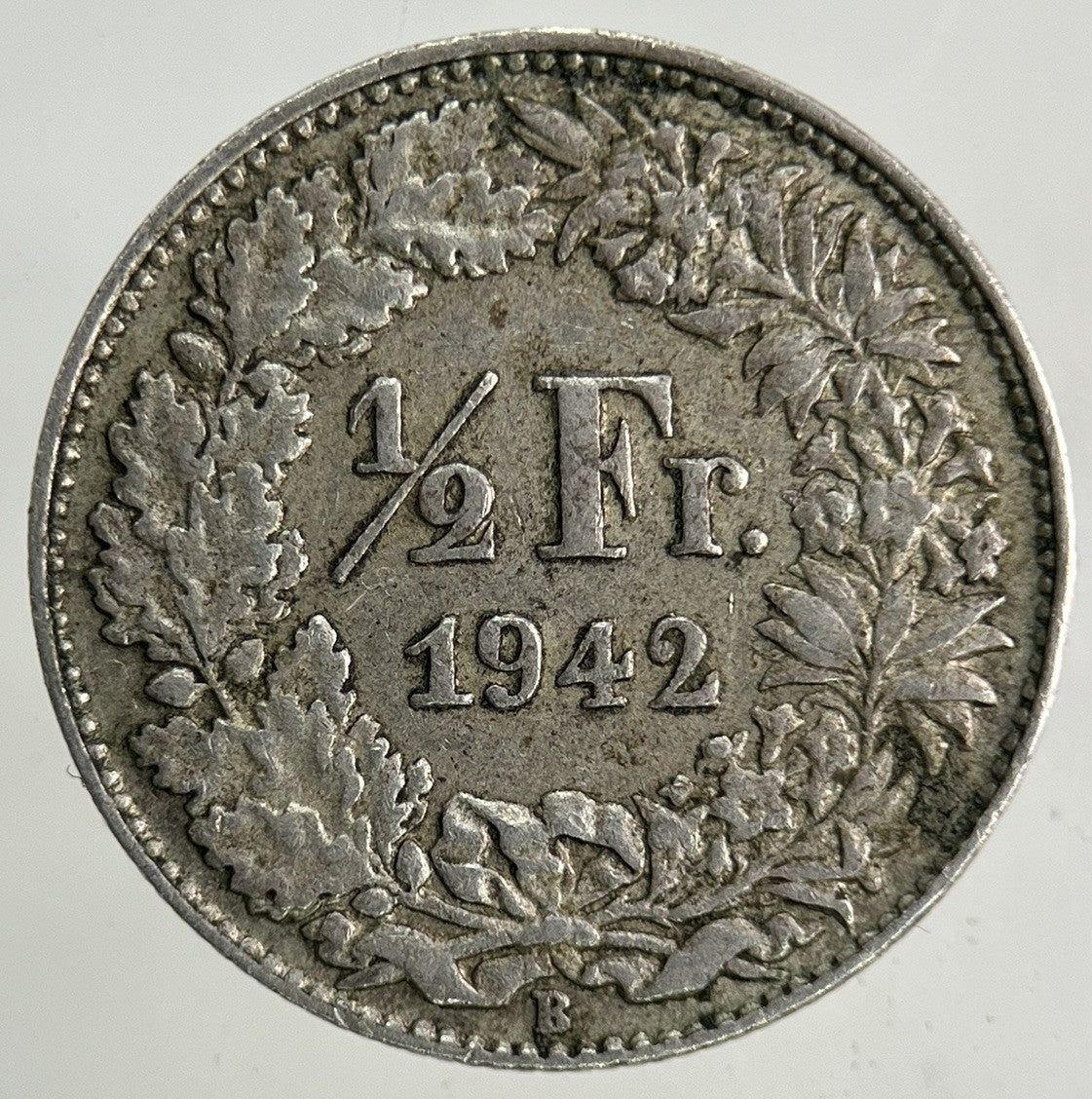 1942 Switzerland Swiss 1/2 Half Franc Silver Coin | Fine Collectable Grade