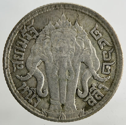 1913 - 18 Thailand Quarter 1/4 Baht Silver Elephant Coin | Fine Collectable Grade