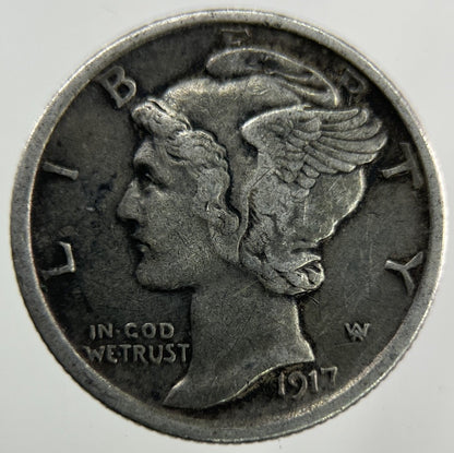 1917 US USA Mercury Dime Silver Coin | Very High Grade