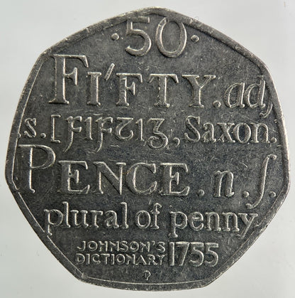 2005 Samuel Johnsons Dictionary 50p Fifty - Pence Coin | Collectable Grade