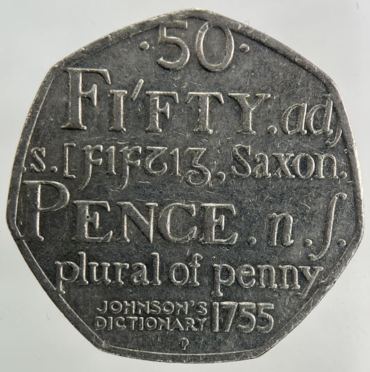 2005 Samuel Johnsons Dictionary 50p Fifty - Pence Coin | Collectable Grade