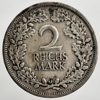 1926 - J Germany 2 Mark Silver Coin | Fine Collectable Grade