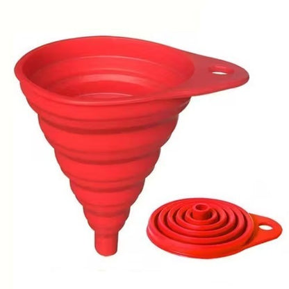 1pc Red Silicone Collapsible Funnel Kitchen for Water Bottle Liquid Transfer