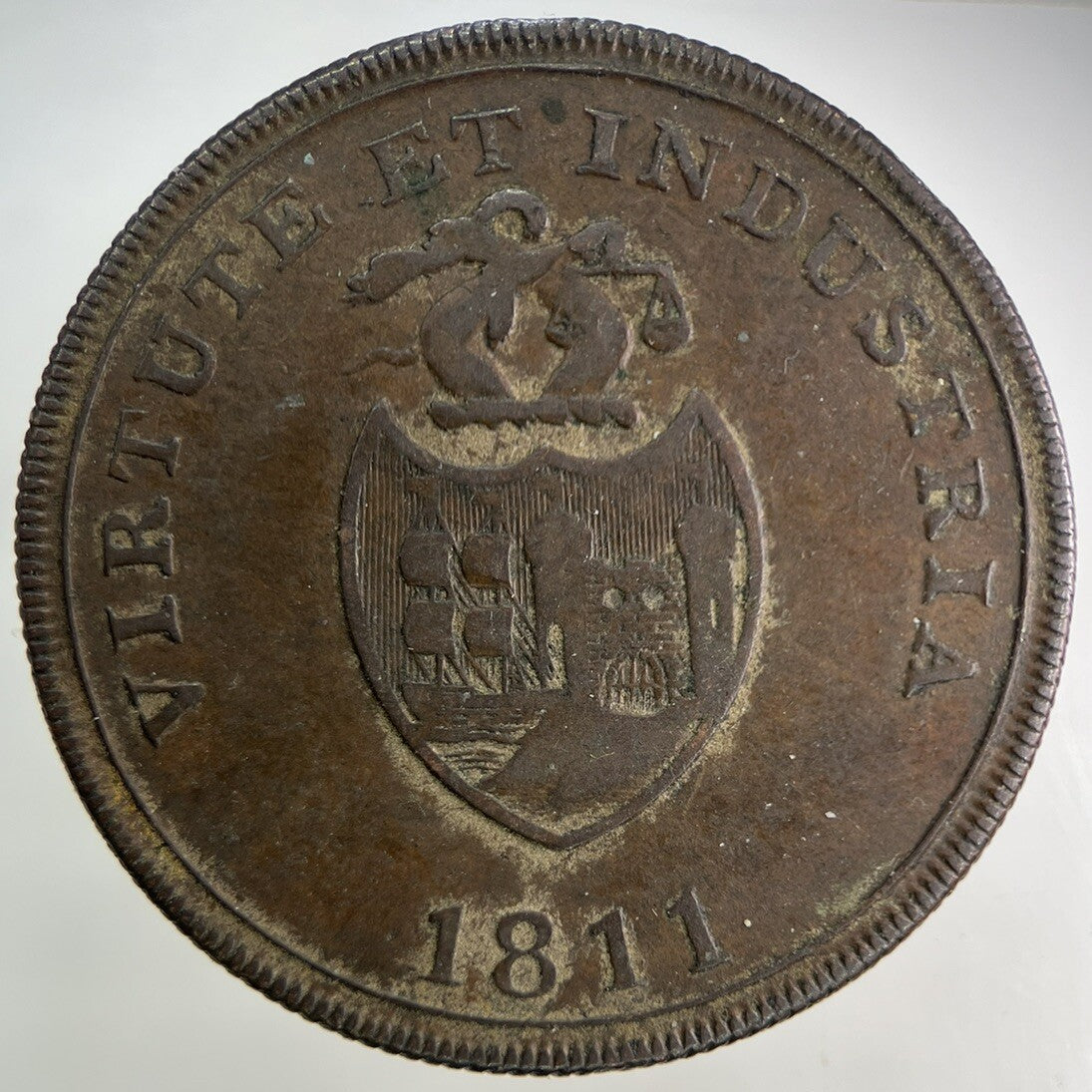 1811 Virtue Et Industria One Penny London Token Coin | Collectable Grade