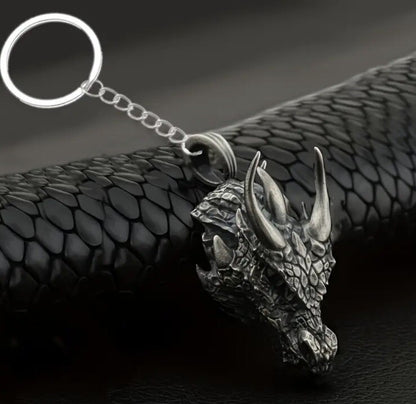 Metal Dragon Head Shaped Keyring Premium Keychain Gift UK