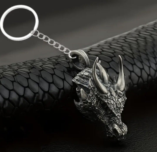 Metal Dragon Head Shaped Keyring Premium Keychain Gift UK