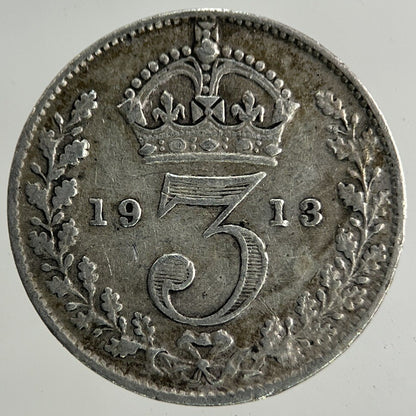 1913 George V Threepence Silver Coin | Fine Collectable Grade