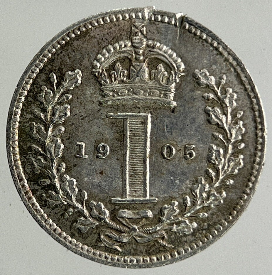 1905 Edward VII Maundy One - Pence Penny Silver Coin | Very Fine Grade