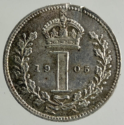 1905 Edward VII Maundy One - Pence Penny Silver Coin | Very Fine Grade
