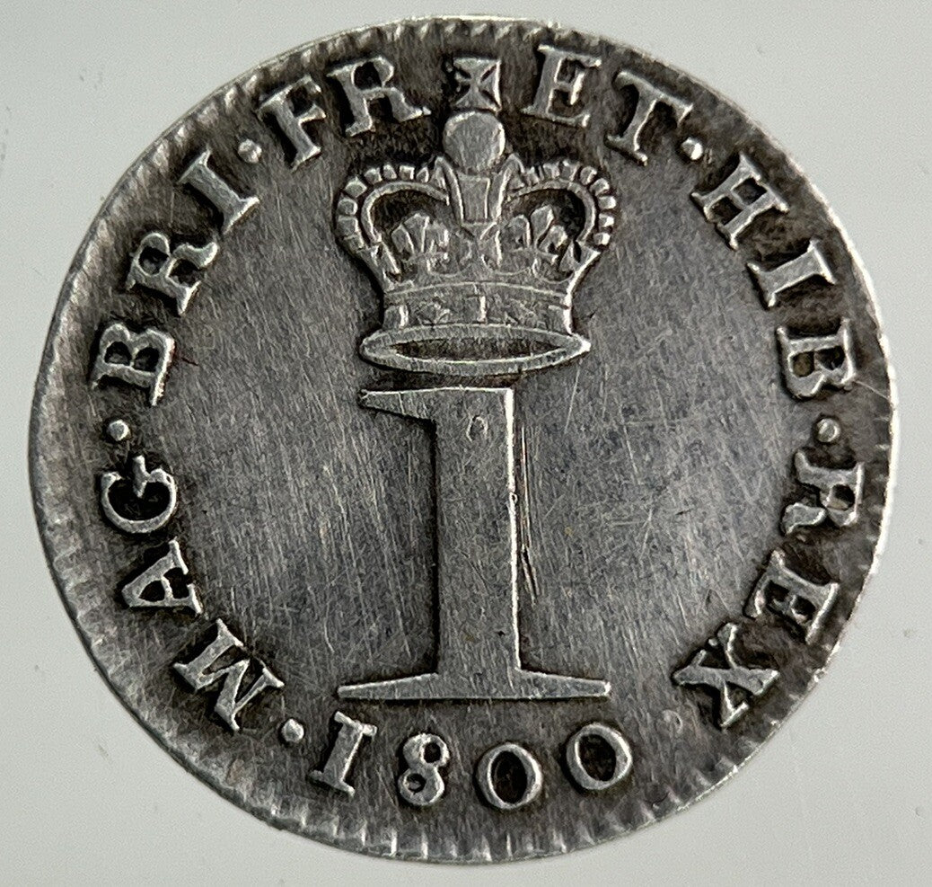 1800 George III 3rd Maundy One - Pence Penny Silver Coin | Very High Grade