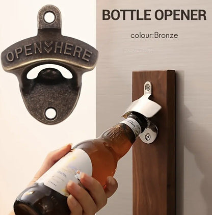 Metal Wall Mounted Beer Bottle Opener Traditional Pub Design / Rustic Retro