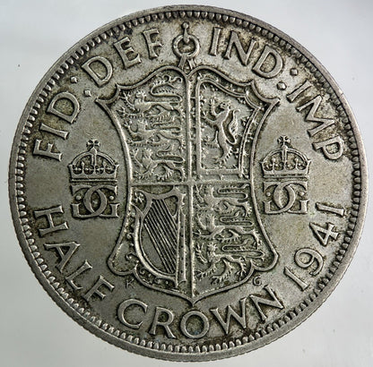 1941 George VI Half - Crown Silver Coin | Fine Collectable Grade