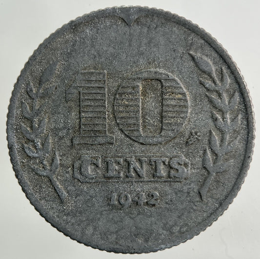 1942 Netherlands 10 Cents Coin | Fine Collectable Grade