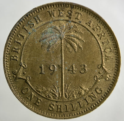 1943 West Africa Shilling Coin | Fine Collectable Grade