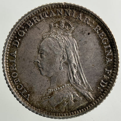 1888 Victoria Groat Four - Pence Silver Coin | Very Fine Grade