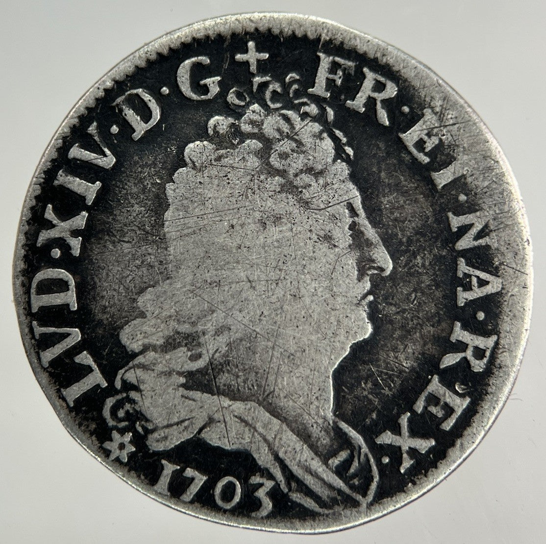 1703 France 1/8 Ecu Silver Coin | Fine Collectable Grade