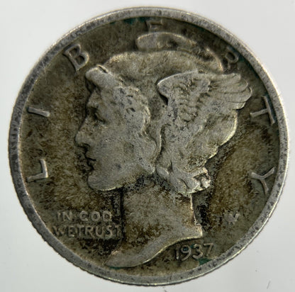 1937 US USA Mercury Dime Silver Coin | Collectable Grade