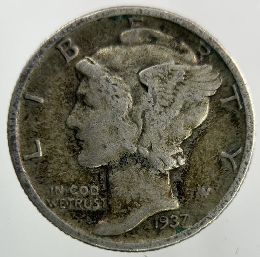 1937 US USA Mercury Dime Silver Coin | Collectable Grade