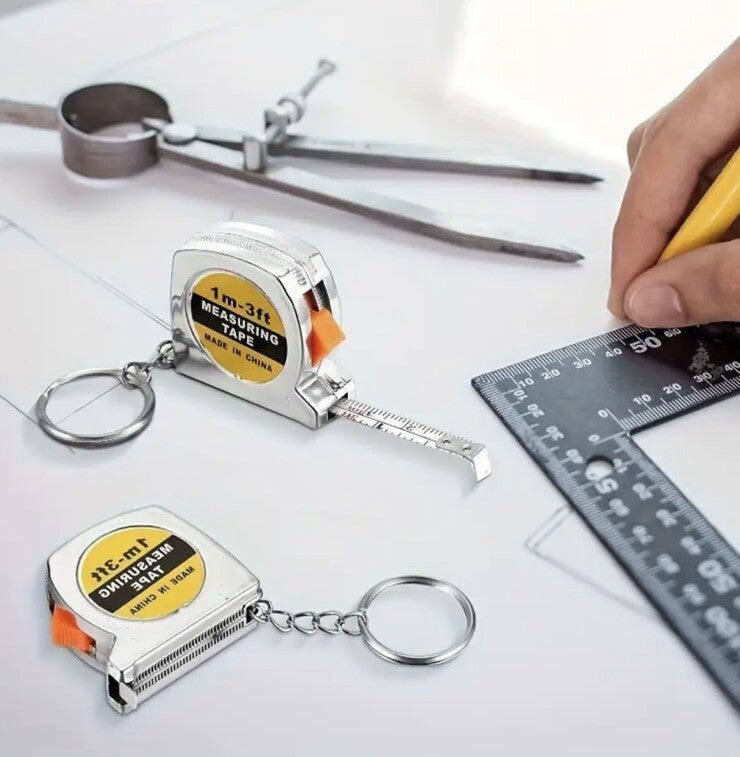 1 x Mini Tape - Measure 1 Metre / 100cm Shaped Keyring Premium Keychain Gift UK