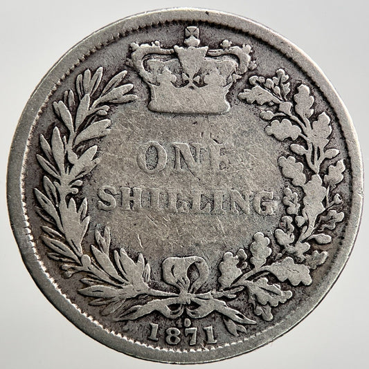 1871 Die - 40 Young Head Victoria Shilling Silver Coin | Collectable Grade | a2311