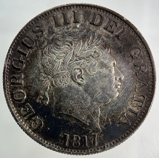 1817 George III 3rd Half - Crown Silver Coin Ex Mount | Very Fine Grade