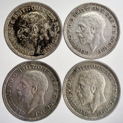 1933/34/35/36 George V Threepence Silver Coins | Very High Grade | a8738