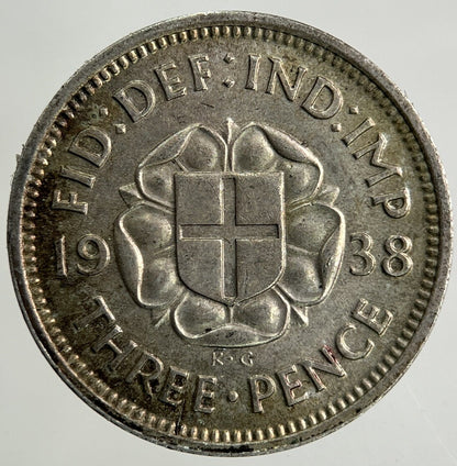 1938 George VI Threepence Silver Coin | Very High Grade