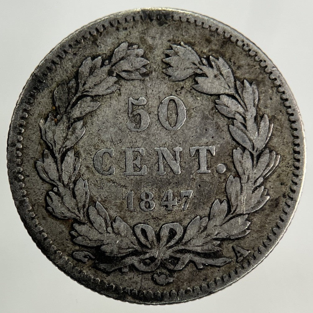 1847 France 50 Centimes Silver Coin | Fine Collectable Grade