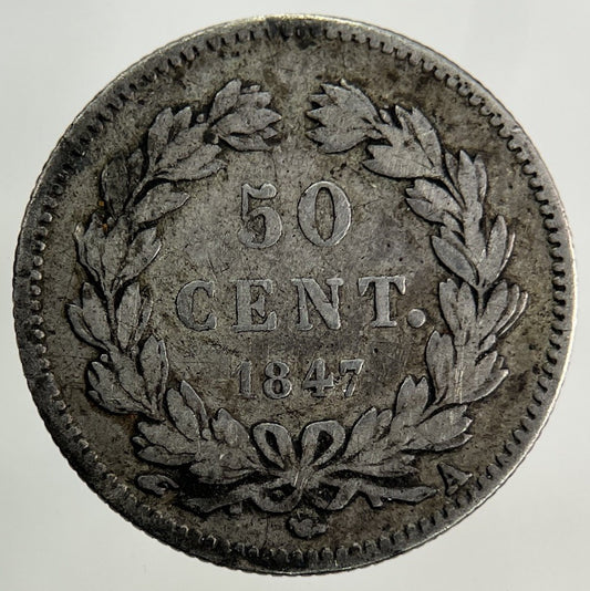 1847 France 50 Centimes Silver Coin | Fine Collectable Grade