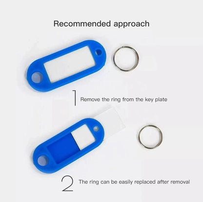10 x White Plastic Key - Ring ID Tags Name Label Key Fob Tag - UK Stock