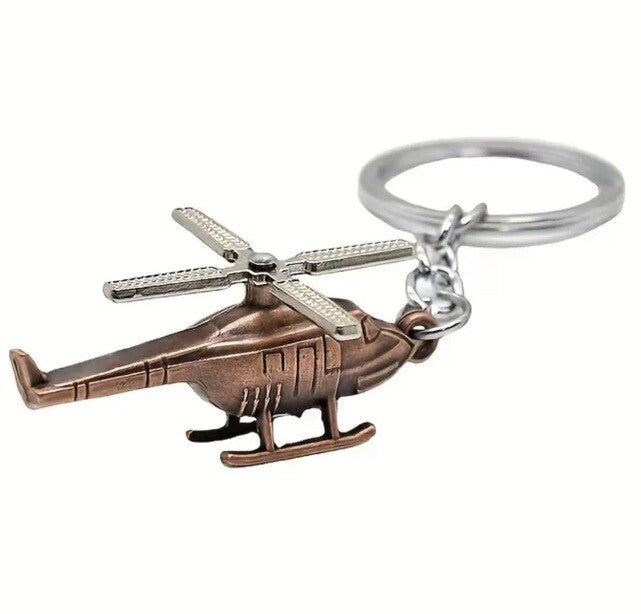Mini Metal Helicopter With Rotating Propeller Keyring Premium Keychain Gift UK