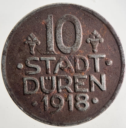 1918 Austria / German 10 Stadt - Duren Coin | Very High Grade | a9804