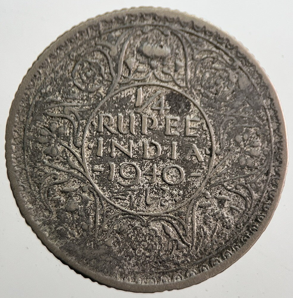 1940 India 1/4 Quarter Rupee Silver Coin | Collectable Grade | a7674