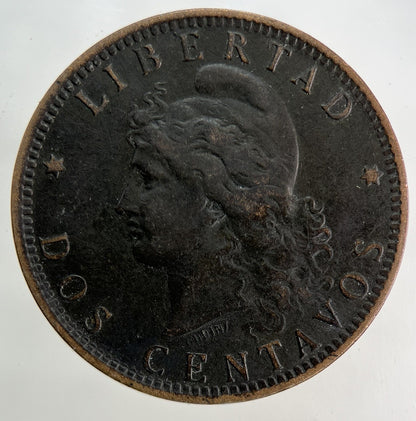 1893 Argentina 2 Dos Centavos Coin | Fine Collectable Grade
