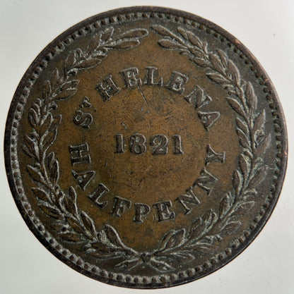 1821 St Helena Half - Penny Coin | Fine Collectable Grade