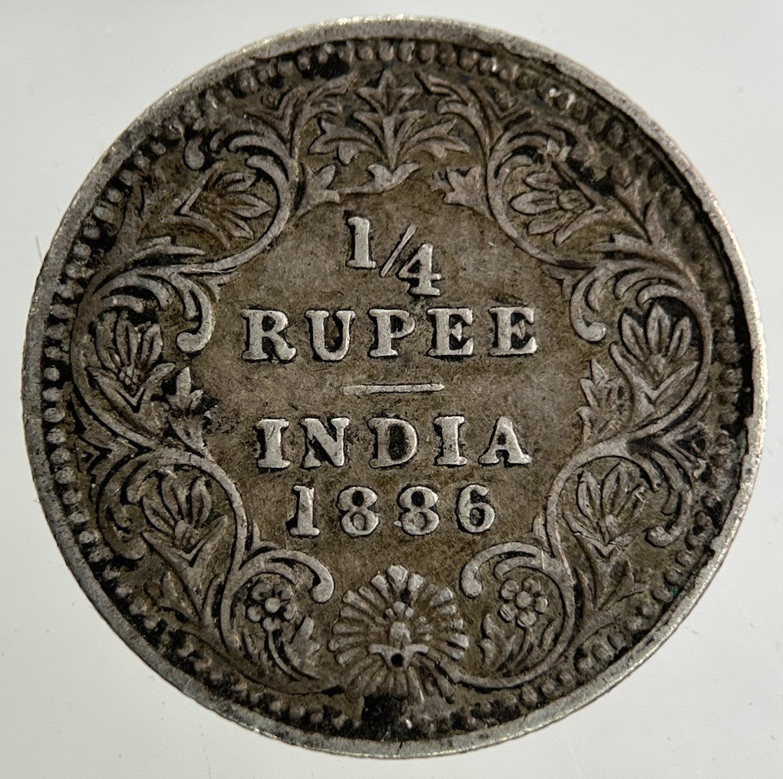 1886 India 1/4 Quarter Rupee Silver Coin | Fine Collectable Grade