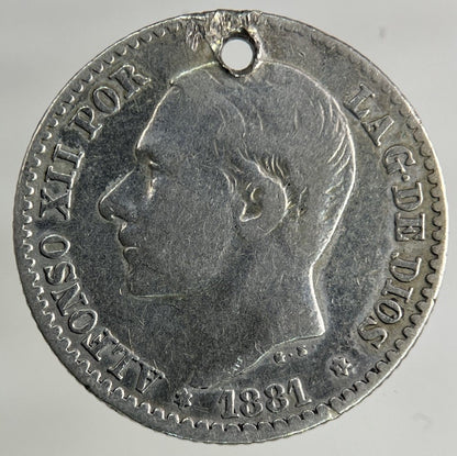 1881 Spain 50 Centavos Silver Coin | Fine Collectable Grade