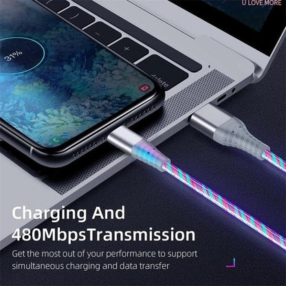 iPhone Lightening Multi - Coloured Flowing LED USB Cable Charging Charger