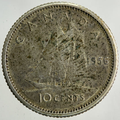 1956 Canada 10 Cents Silver Coin | Fine Collectable Grade